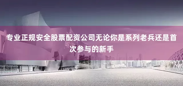 专业正规安全股票配资公司无论你是系列老兵还是首次参与的新手